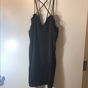 Black satin mini dress